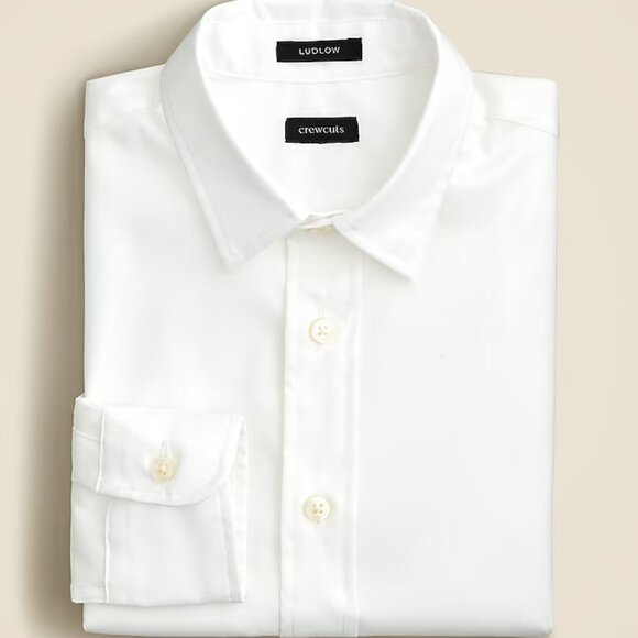 CREWCUTS 8 White Boys Ludlow Premium Fine Cotton Dress Shirt - Picture 1 of 2